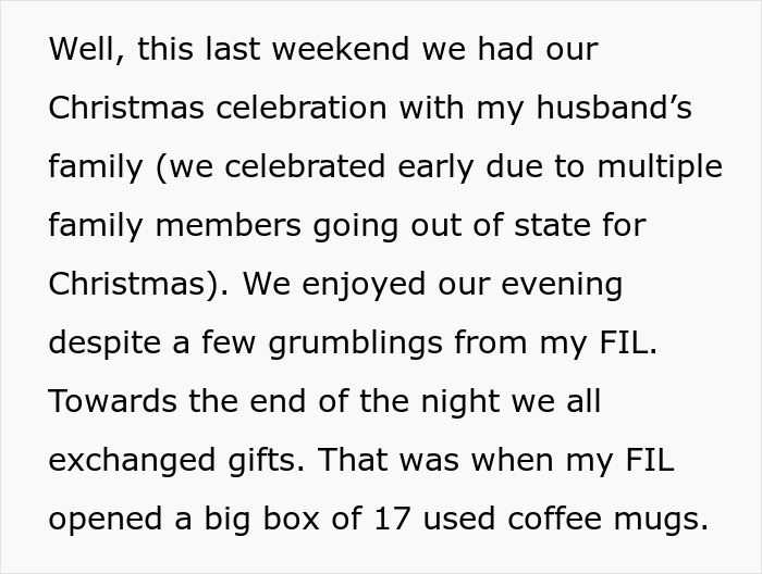 “You Clearly Wanted Them”: Family Gets Petty Revenge On Grumpy FIL By Gifting Him 17 Used Mugs