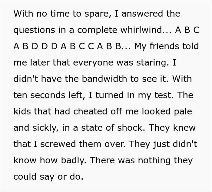 "With 5 Minutes Left, I Grabbed A New Test": Student Gets Revenge On Cheating Classmates "With 5 Minutes Left, I Grabbed A New Test": Student Gets Revenge On Cheating Classmates