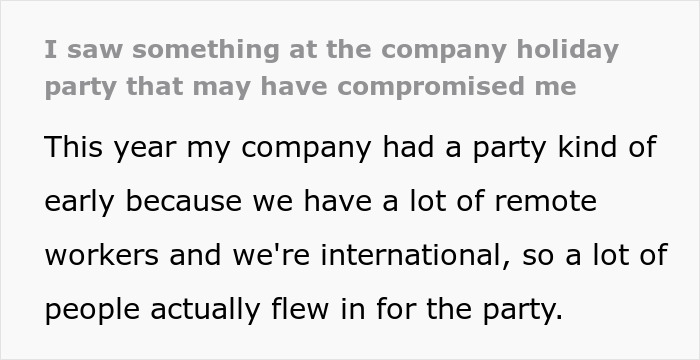 “He Is Married”: Person Sees What They Weren’t Supposed To At Office Xmas Party, Needs Advice “He Is Married”: Person Sees What They Weren’t Supposed To At Office Xmas Party, Needs Advice