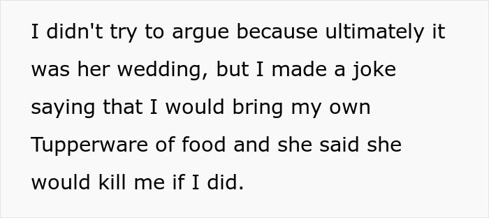 Bride Weeps At Reception As Her Vegetarian Friend Brought Her Own Food When She Wasn’t Catered For Bride Weeps At Reception As Her Vegetarian Friend Brought Her Own Food When She Wasn’t Catered For