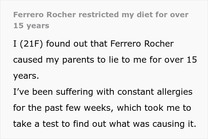 “I Feel Betrayed”: Woman Finds Out Her Parents Were Lying About Her Nut Allergy All Along