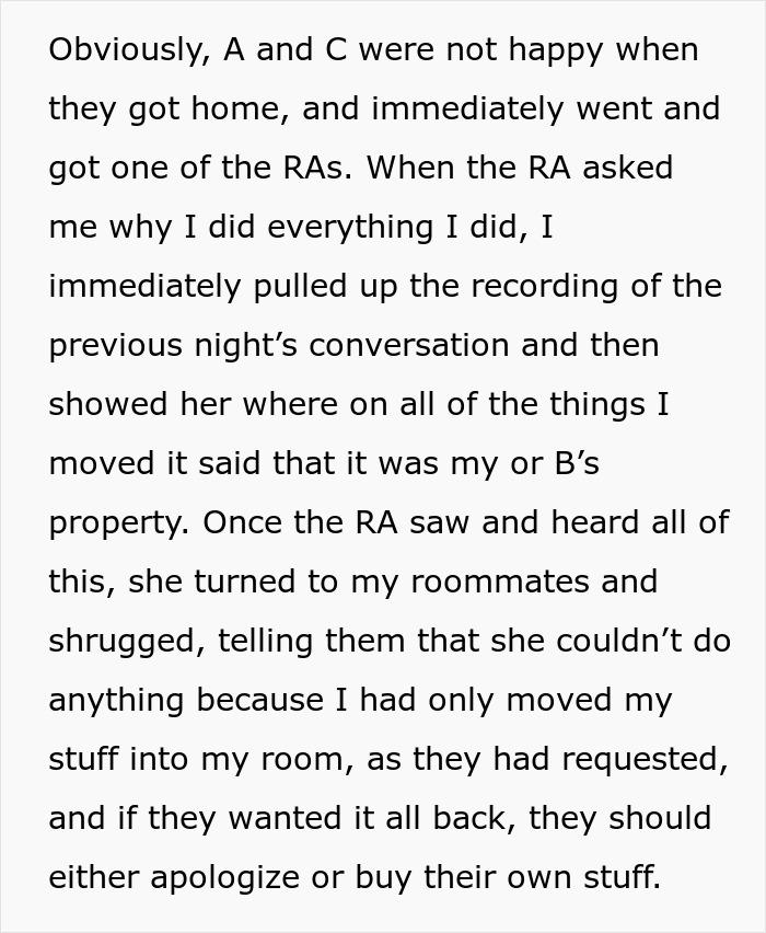 College Student Does Exactly As Told After Roommates Demand They Keep Their Stuff In Their Room