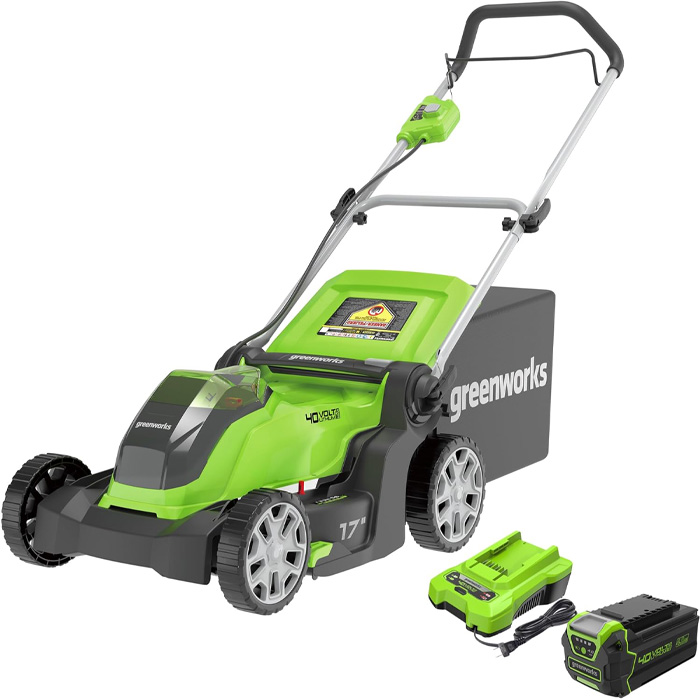 Green and grey lawn mower 