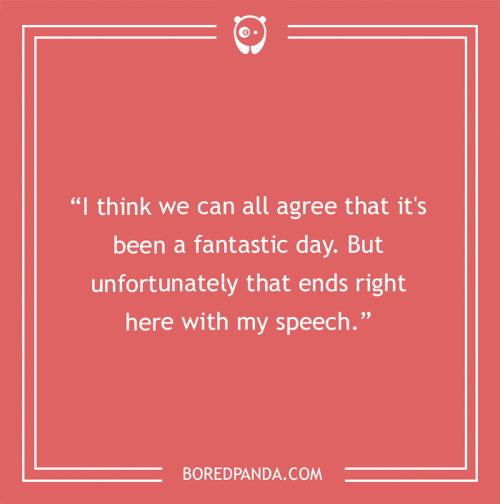 Humorous best man speech joke on red background designed to entertain newlyweds and wedding guests.