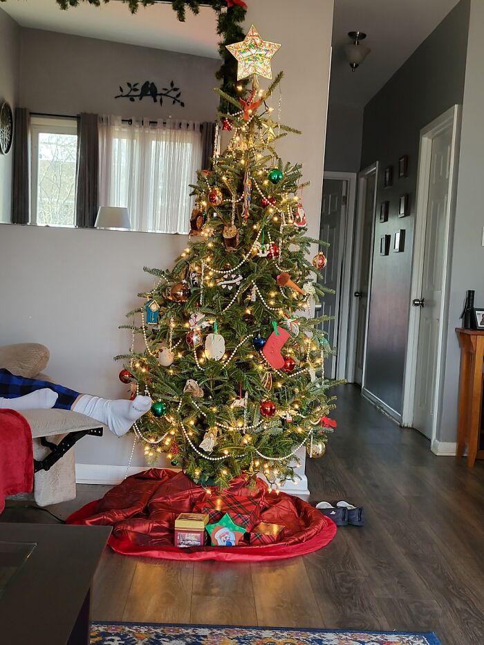 Small Tree This Year And I Love It. Didn't Have To Move Any Furniture. Star Saw It's 45th Tree