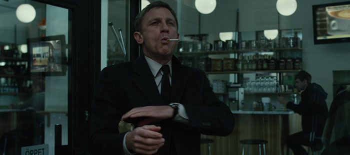 Daniel Craig smoking a cigarette 