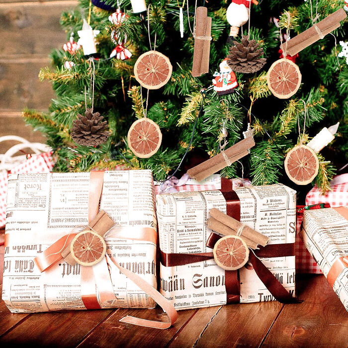 Wooden and dried citrus christmas tree decor