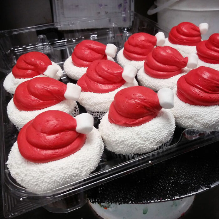 Some Santa Hat Whipped Cream Cupcakes I Made Today