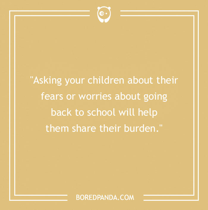 Quote image with advice on discussing children's fears about returning to school. Chuck Norris quotes.