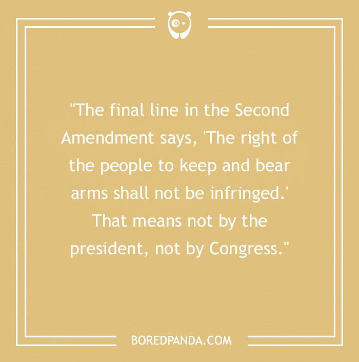 Text on a beige background referencing the Second Amendment, related to Chuck Norris quotes.