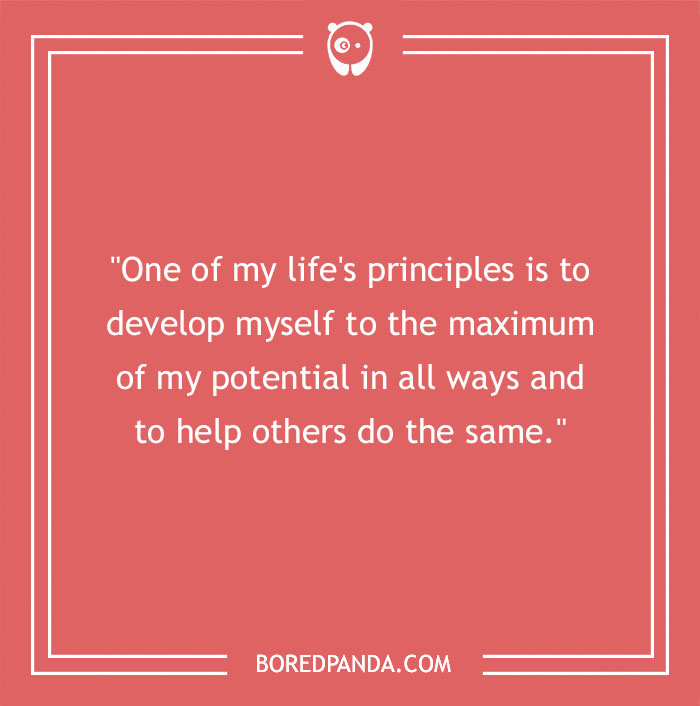 "Chuck Norris quote about maximizing potential and helping others, on a red background with Bored Panda logo."