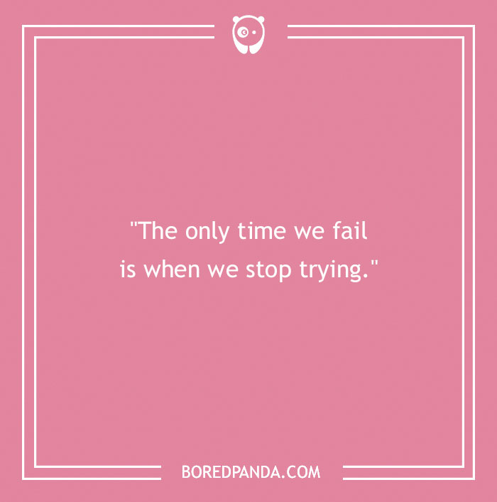 Pink background with Chuck Norris quote: "The only time we fail is when we stop trying."