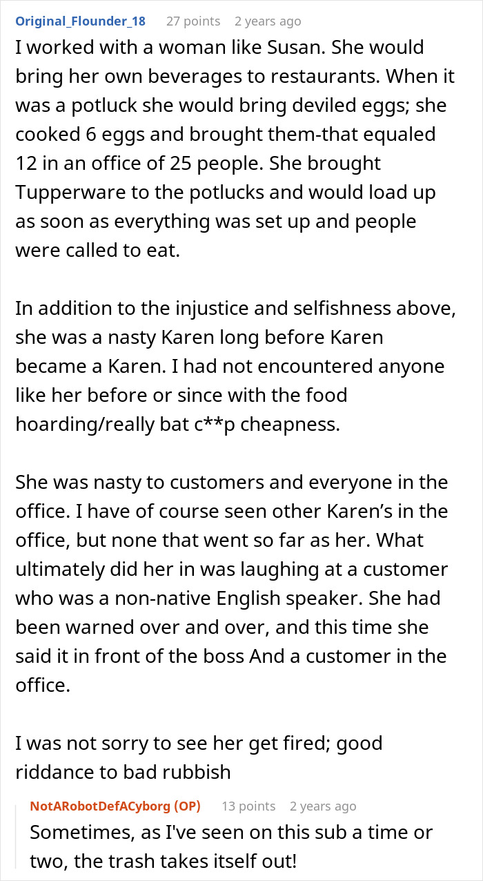 Woman, Notorious For Stealing Workers’ Snacks, Gets Brutally Shamed At Work Party Woman, Notorious For Stealing Workers’ Snacks, Gets Brutally Shamed At Work Party