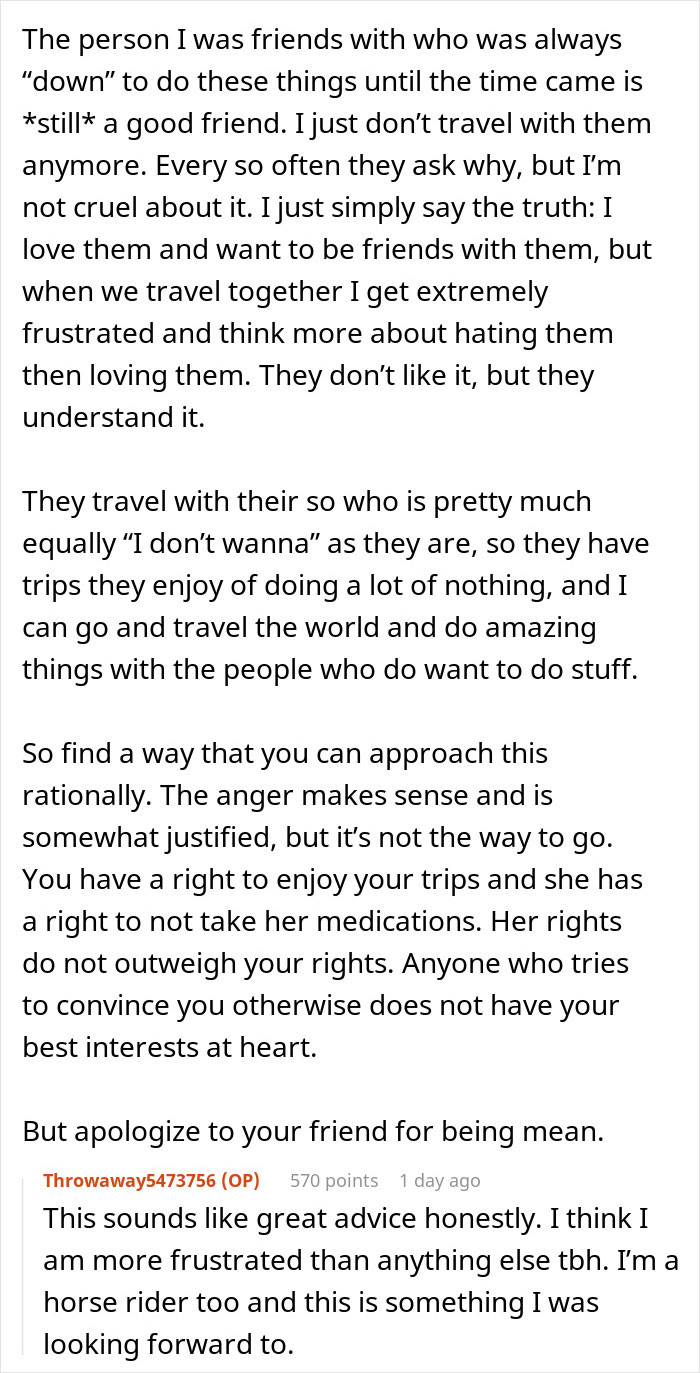 Woman Ruins A Trip After Conveniently "Forgetting" To Take Her Meds, Friend Loses It Woman Ruins A Trip After Conveniently "Forgetting" To Take Her Meds, Friend Loses It