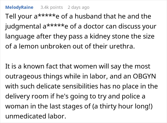 Husband Thinks Wife Should Apologize To Her Doctor For Cursing At Him While Giving Birth