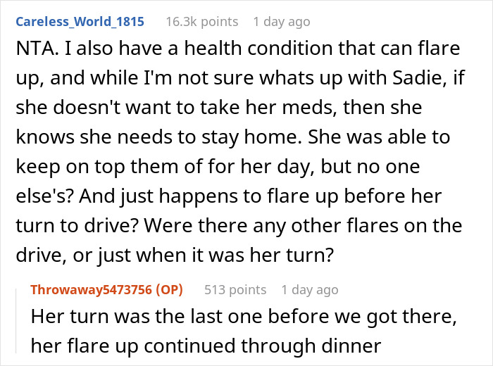 Woman Ruins A Trip After Conveniently "Forgetting" To Take Her Meds, Friend Loses It Woman Ruins A Trip After Conveniently "Forgetting" To Take Her Meds, Friend Loses It