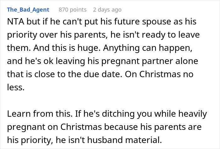 Heavily Pregnant Woman Wonders If She's A Jerk For Asking Her Fiancé To Spend Christmas With Her Heavily Pregnant Woman Wonders If She's A Jerk For Asking Her Fiancé To Spend Christmas With Her