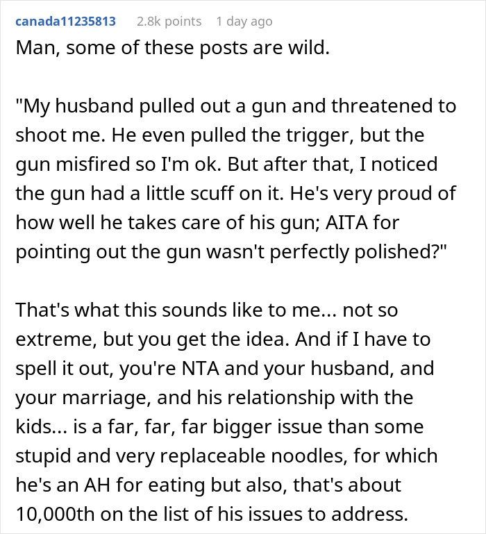 Stepdad Eats All Of 12 Y.O.’s Imported Noodles Without Permission To Make A Point, Mom Loses It Stepdad Eats All Of 12 Y.O.’s Imported Noodles Without Permission To Make A Point, Mom Loses It