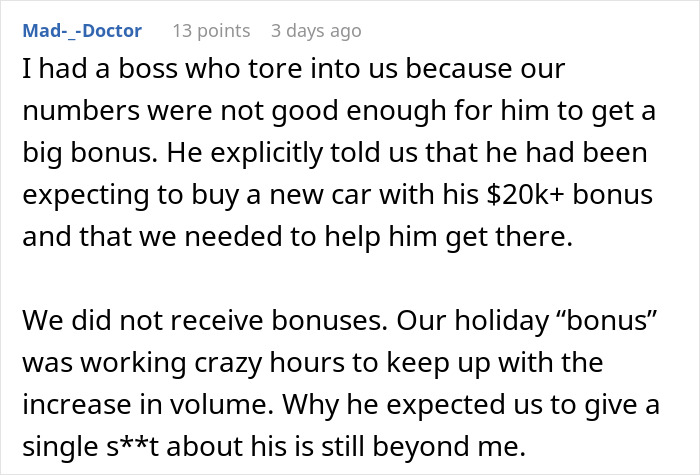 Tone-Deaf Boss Complains About His Holiday Bonus To An Employee Who Got 50 Times Less