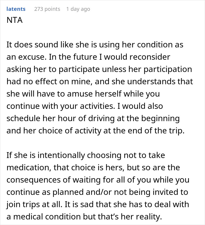 Woman Ruins A Trip After Conveniently "Forgetting" To Take Her Meds, Friend Loses It Woman Ruins A Trip After Conveniently "Forgetting" To Take Her Meds, Friend Loses It