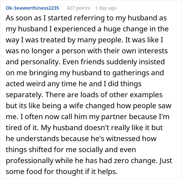 "[Am I The Jerk] For Wanting My Wife To Call Me 'Husband' Instead Of 'Partner'?"