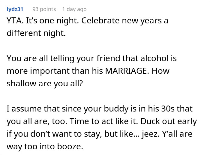 “Am I The Jerk For Last Minute Declining To Go To A Friend’s Dry Wedding On New Year’s Eve?” “Am I The Jerk For Last Minute Declining To Go To A Friend’s Dry Wedding On New Year’s Eve?”