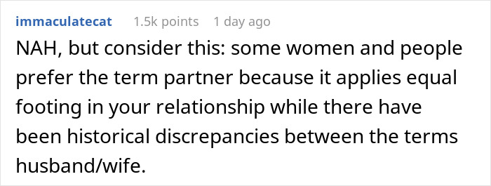 "[Am I The Jerk] For Wanting My Wife To Call Me 'Husband' Instead Of 'Partner'?"