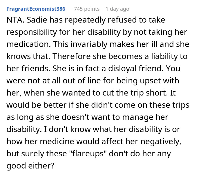 Woman Ruins A Trip After Conveniently "Forgetting" To Take Her Meds, Friend Loses It Woman Ruins A Trip After Conveniently "Forgetting" To Take Her Meds, Friend Loses It