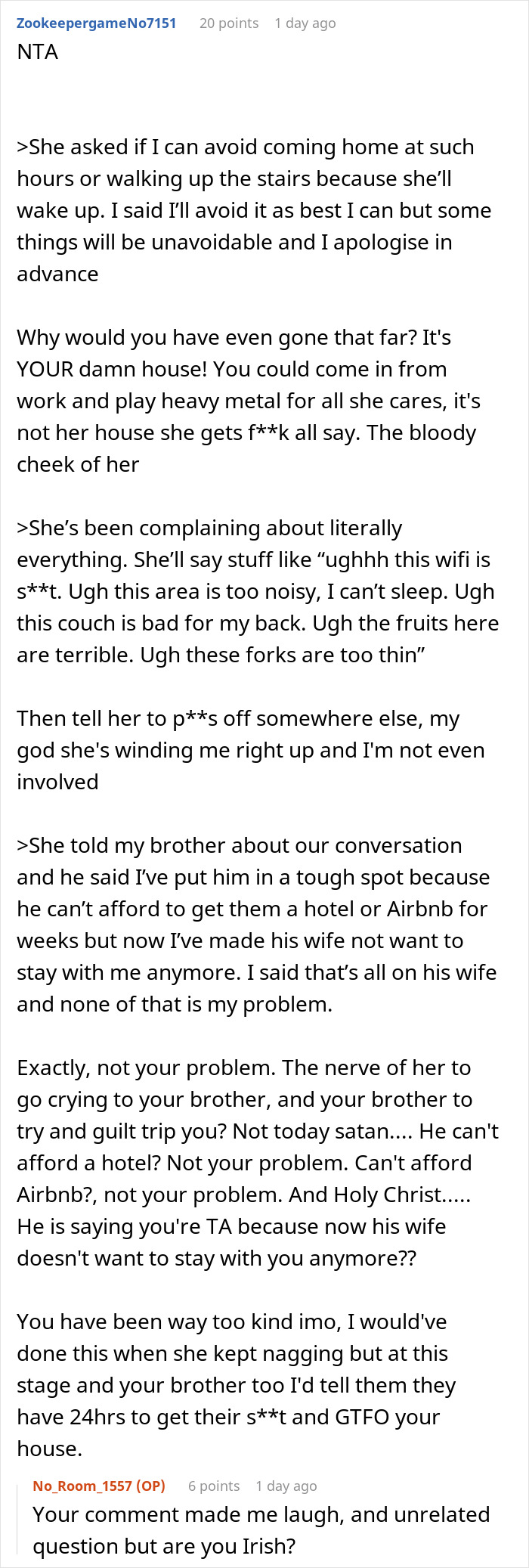 Woman welcomes brother’s family for a month while his wife continuously complains about everything in the house Woman welcomes brother’s family for a month while his wife continuously complains about everything in the house