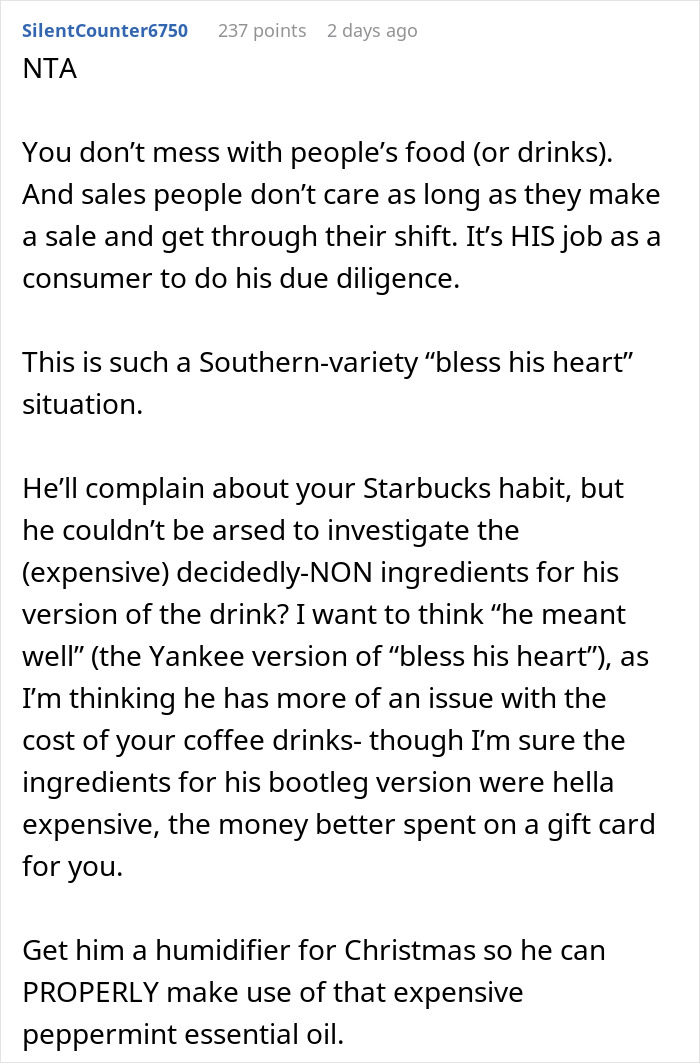 Husband Uses Essential Oil Instead Of Actual Peppermint In Wife’s Gift, She Has A Panic Attack Husband Uses Essential Oil Instead Of Actual Peppermint In Wife’s Gift, She Has A Panic Attack