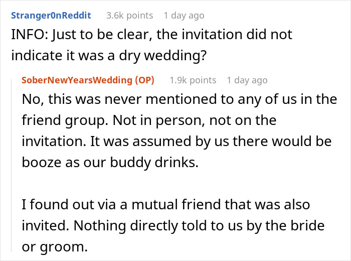 “Am I The Jerk For Last Minute Declining To Go To A Friend’s Dry Wedding On New Year’s Eve?”