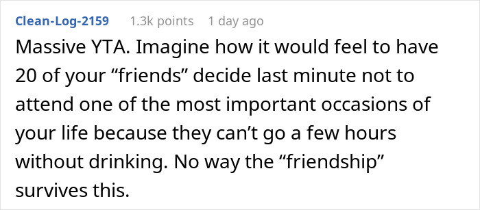 “Am I The Jerk For Last Minute Declining To Go To A Friend’s Dry Wedding On New Year’s Eve?” “Am I The Jerk For Last Minute Declining To Go To A Friend’s Dry Wedding On New Year’s Eve?”