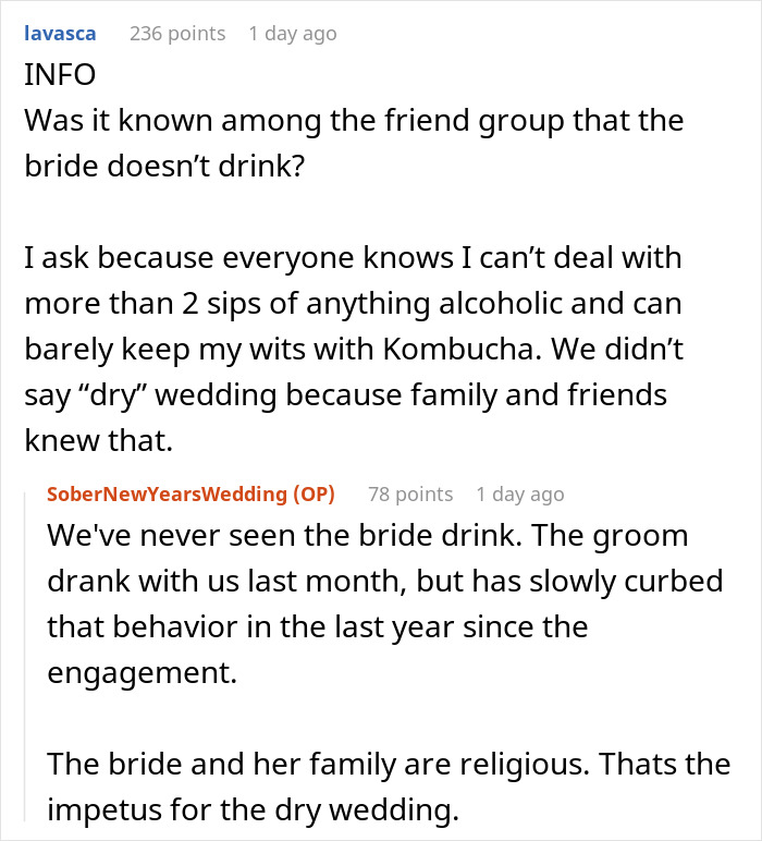 “Am I The Jerk For Last Minute Declining To Go To A Friend’s Dry Wedding On New Year’s Eve?” “Am I The Jerk For Last Minute Declining To Go To A Friend’s Dry Wedding On New Year’s Eve?”