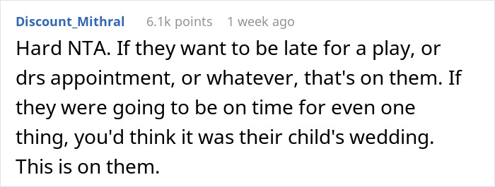 Person Starts Their Wedding On Time, It Offends Their 'Always Late' Parents Who Miss 3/4 Of It