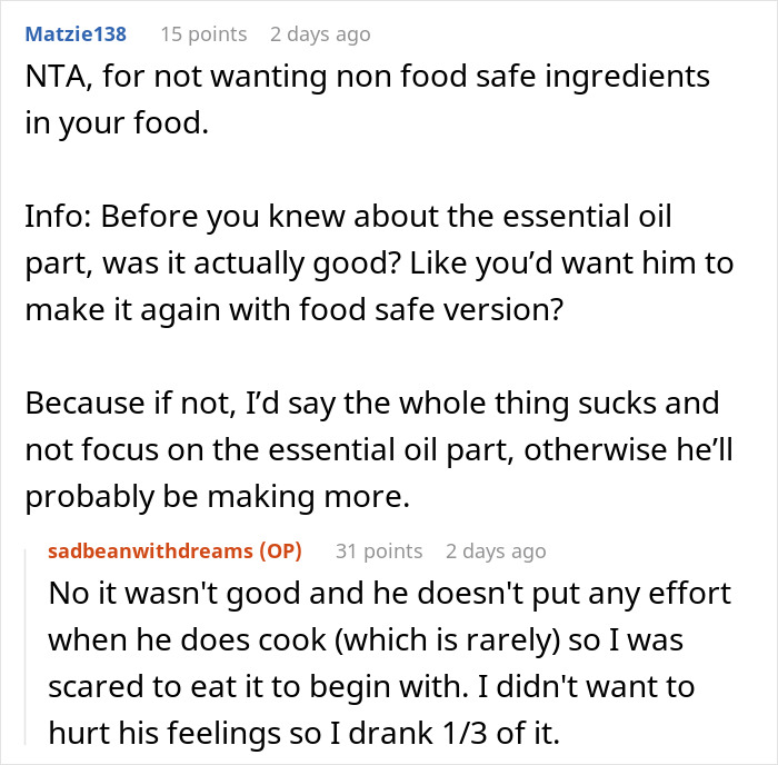 Husband Uses Essential Oil Instead Of Actual Peppermint In Wife’s Gift, She Has A Panic Attack Husband Uses Essential Oil Instead Of Actual Peppermint In Wife’s Gift, She Has A Panic Attack