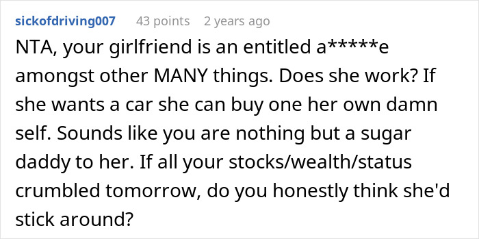 "I Was Being Cheap": GF Freaks Out After BF Refused To Buy Her A Tesla "I Was Being Cheap": GF Freaks Out After BF Refused To Buy Her A Tesla