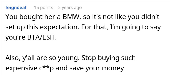 "I Was Being Cheap": GF Freaks Out After BF Refused To Buy Her A Tesla "I Was Being Cheap": GF Freaks Out After BF Refused To Buy Her A Tesla