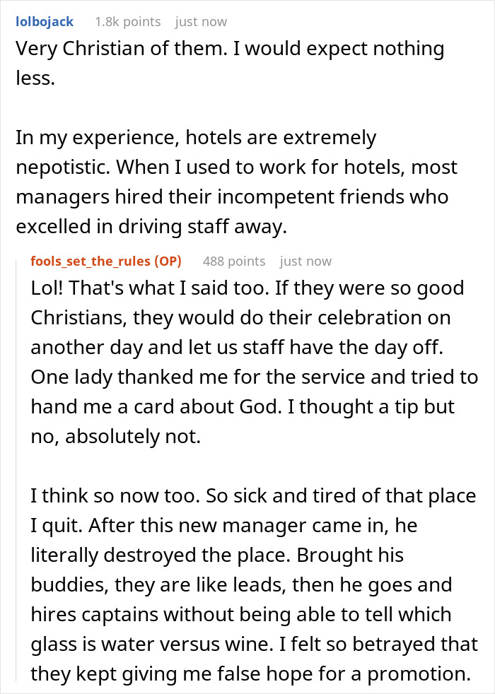 Manager Keeps Giving Work Hours To His Friends, Person Quits On X-Mas After Getting Tired Of It Manager Keeps Giving Work Hours To His Friends, Person Quits On X-Mas After Getting Tired Of It