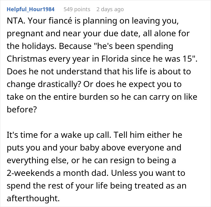 Heavily Pregnant Woman Wonders If She's A Jerk For Asking Her Fiancé To Spend Christmas With Her Heavily Pregnant Woman Wonders If She's A Jerk For Asking Her Fiancé To Spend Christmas With Her