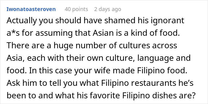 Cousin Keeps Criticizing Man’s Wife’s Asian Food For Not Being 'Authentic' Enough, Gets Humbled Cousin Keeps Criticizing Man’s Wife’s Asian Food For Not Being 'Authentic' Enough, Gets Humbled