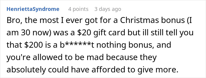 Tone-Deaf Boss Complains About His Holiday Bonus To An Employee Who Got 50 Times Less