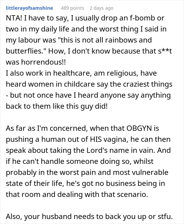 Husband Thinks Wife Should Apologize To Her Doctor For Cursing At Him While Giving Birth Husband Thinks Wife Should Apologize To Her Doctor For Cursing At Him While Giving Birth