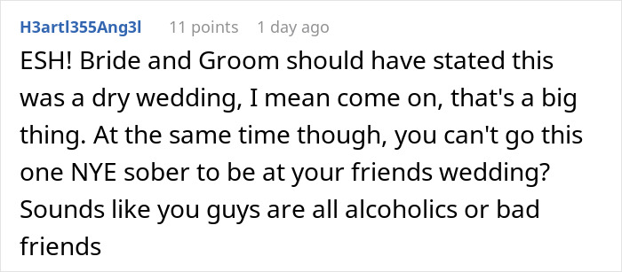 “Am I The Jerk For Last Minute Declining To Go To A Friend’s Dry Wedding On New Year’s Eve?” “Am I The Jerk For Last Minute Declining To Go To A Friend’s Dry Wedding On New Year’s Eve?”