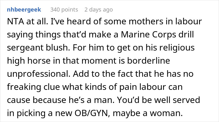 Husband Thinks Wife Should Apologize To Her Doctor For Cursing At Him While Giving Birth