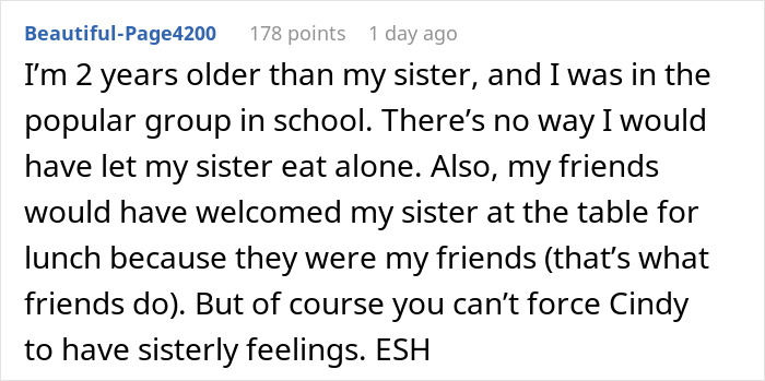 Dad Demands Daughter Invite Friendless Sister To Sit With Her At “Popular” Table, Mom Intervenes Dad Demands Daughter Invite Friendless Sister To Sit With Her At “Popular” Table, Mom Intervenes