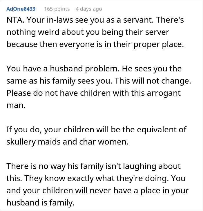 "You Are The Help": Woman Shares In-Laws Planned For Her To Serve Them During Christmas Dinner "You Are The Help": Woman Shares In-Laws Planned For Her To Serve Them During Christmas Dinner