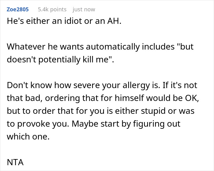 “AITA For Telling My Boyfriend To Order 'Whatever He Wants', Then Getting Upset With His Choice?”