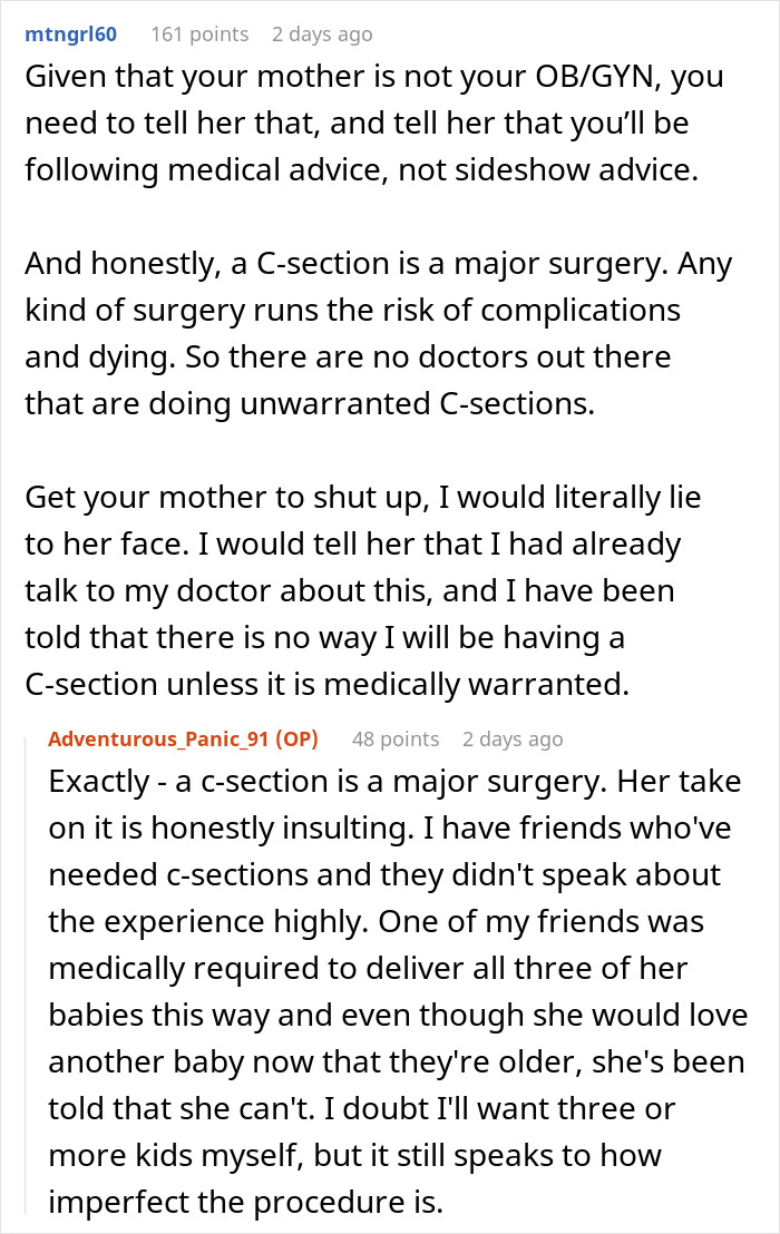 Woman Shares Her Delusional Parents Want Her To Have A C-Section So It Will Fit Their Plans Woman Shares Her Delusional Parents Want Her To Have A C-Section So It Will Fit Their Plans