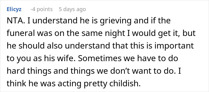 Woman Accuses Grieving Husband Of Ruining A Work Xmas Gala For Her, Gets A Reality Check