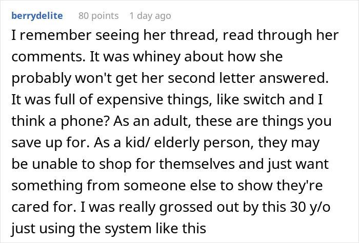 “Sip Some Grow-Up Juice”: Woman Complains About Only Getting 2 Gifts Via Charity, Gets Backlash